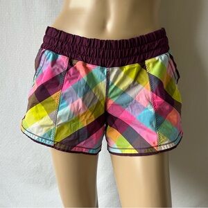 LULU LEMON Colorful Plaid Women's Athletic Shorts
